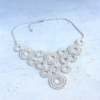 silver coloured lace necklace